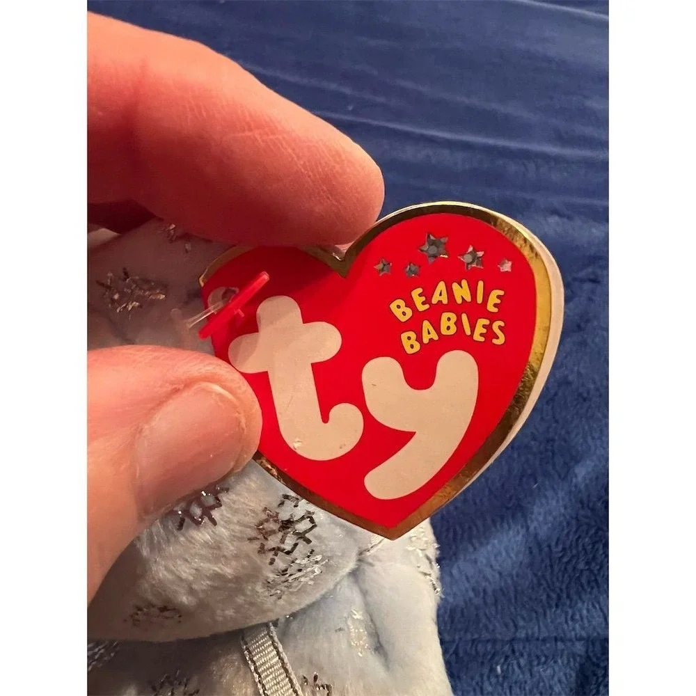 Ty Beanie Babies Flaky‎ the Bear Blue Plush with Tags Rare Collectible